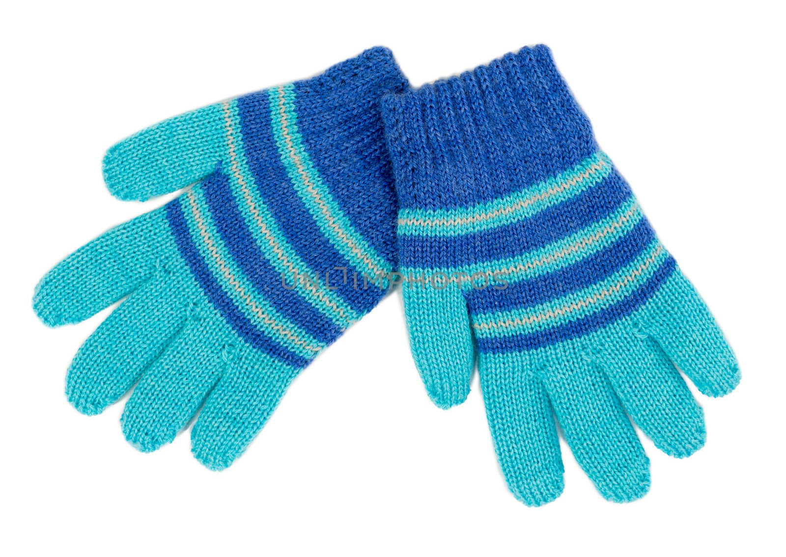 pair of blue striped knitted Gloves by RuslanOmega