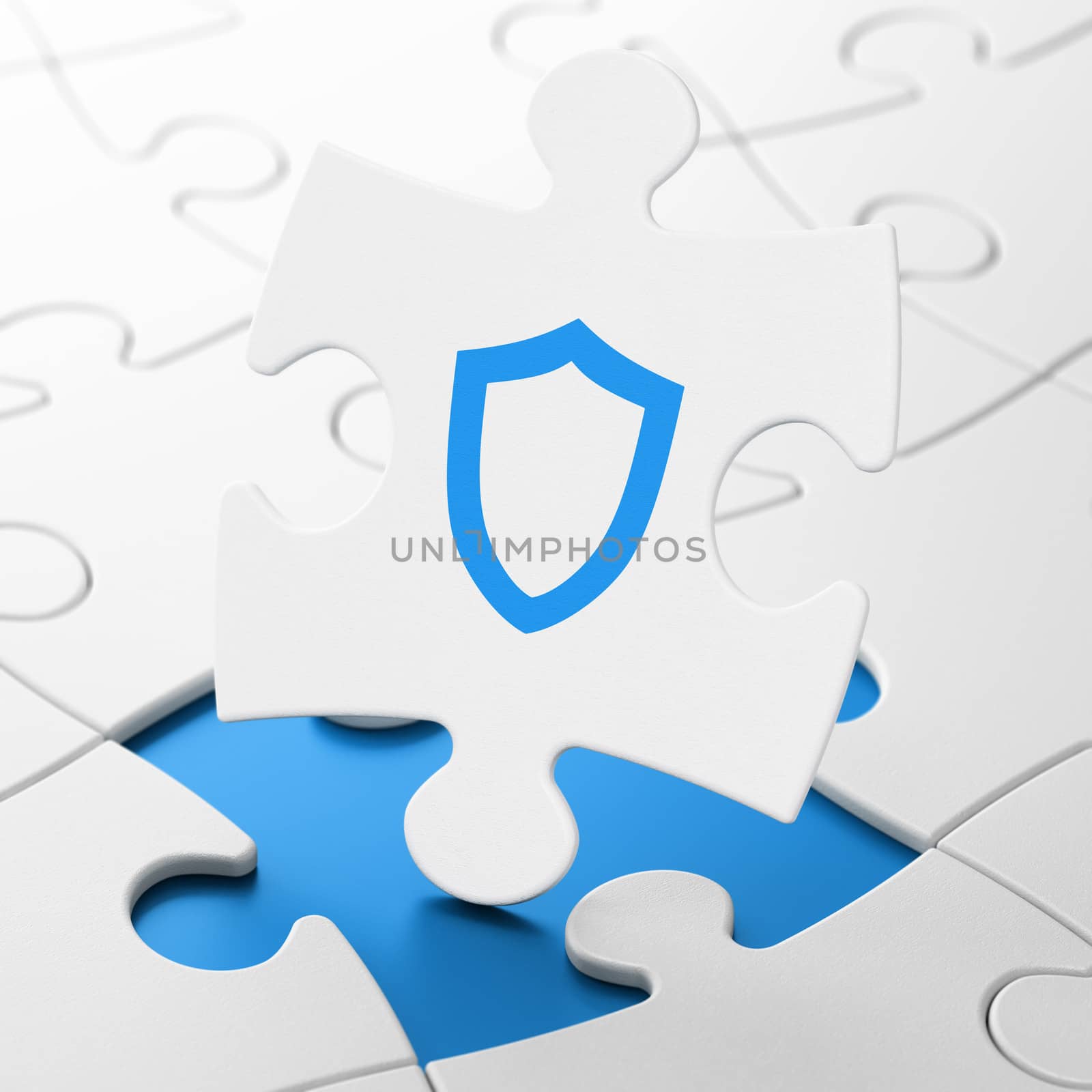 Protection concept: Contoured Shield on puzzle background by maxkabakov
