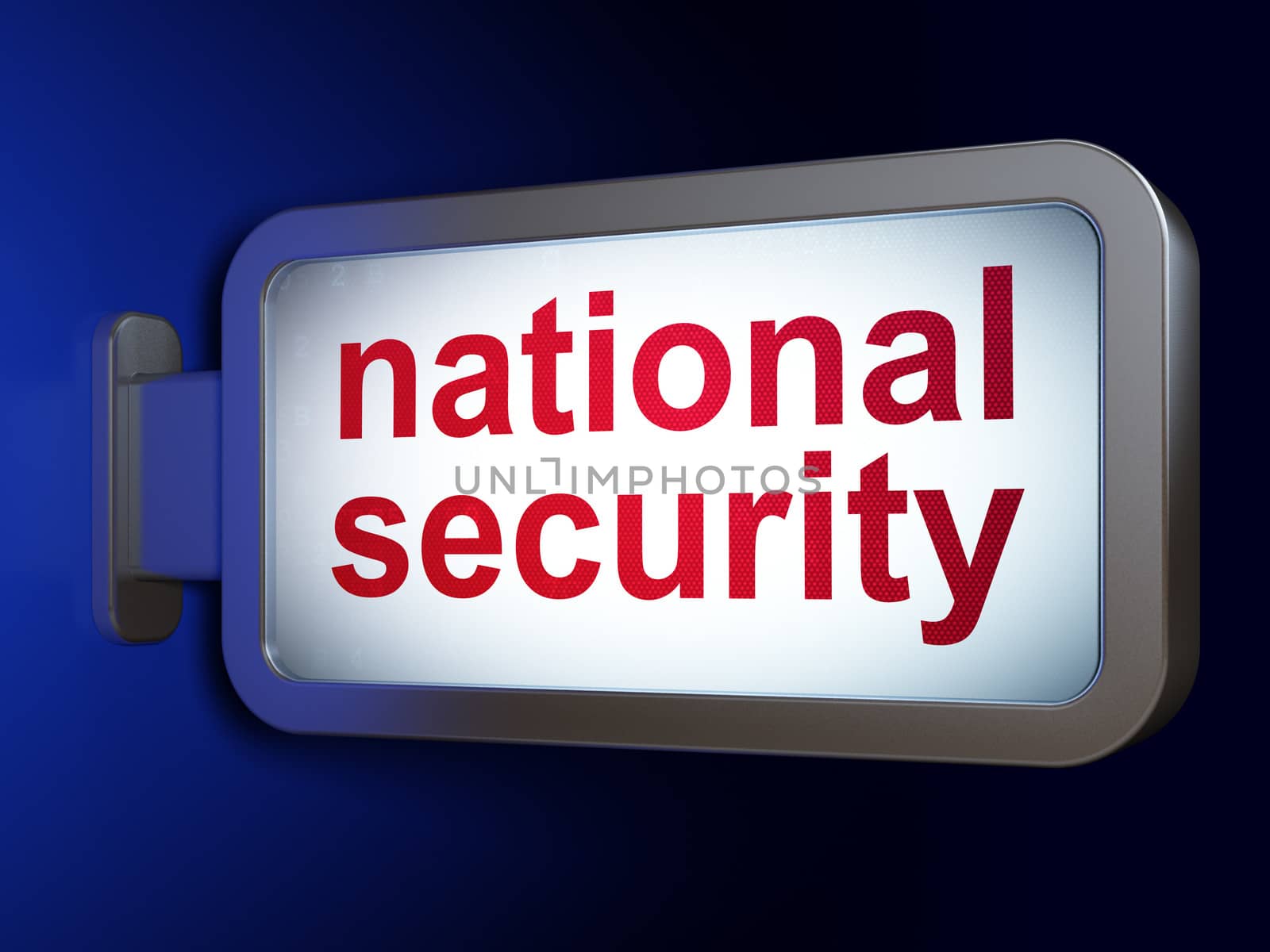 Protection concept: National Security on advertising billboard background, 3d render