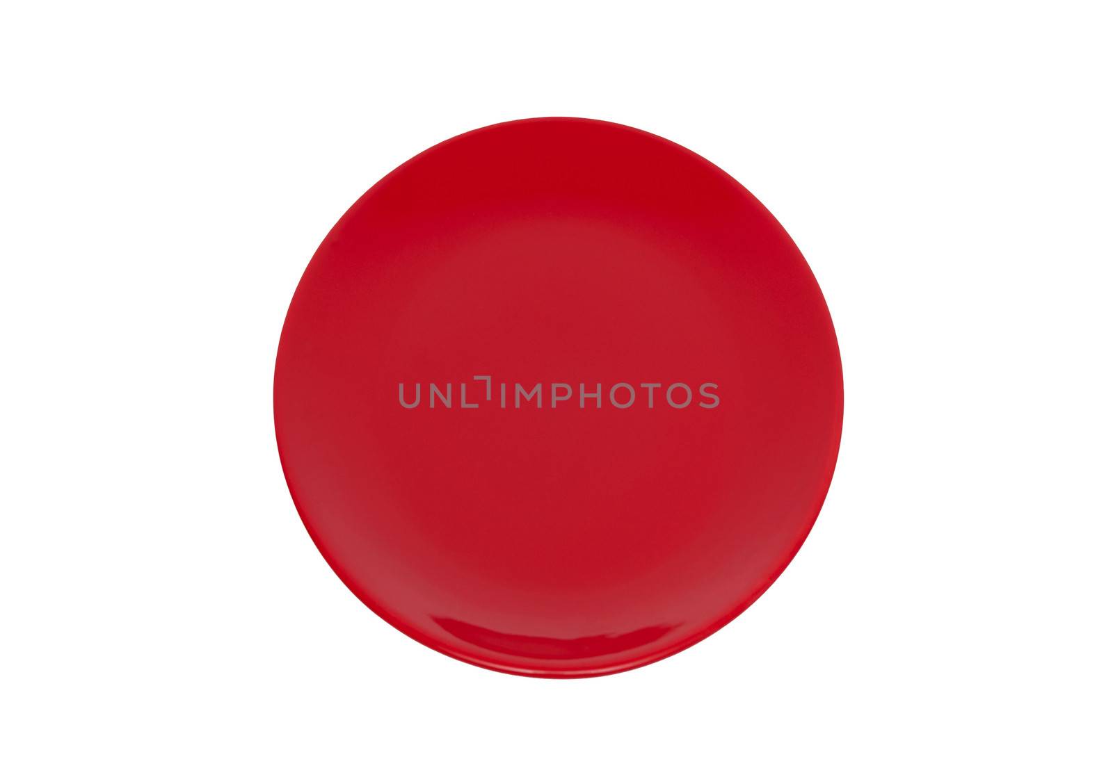 Red plate isolated on the white background