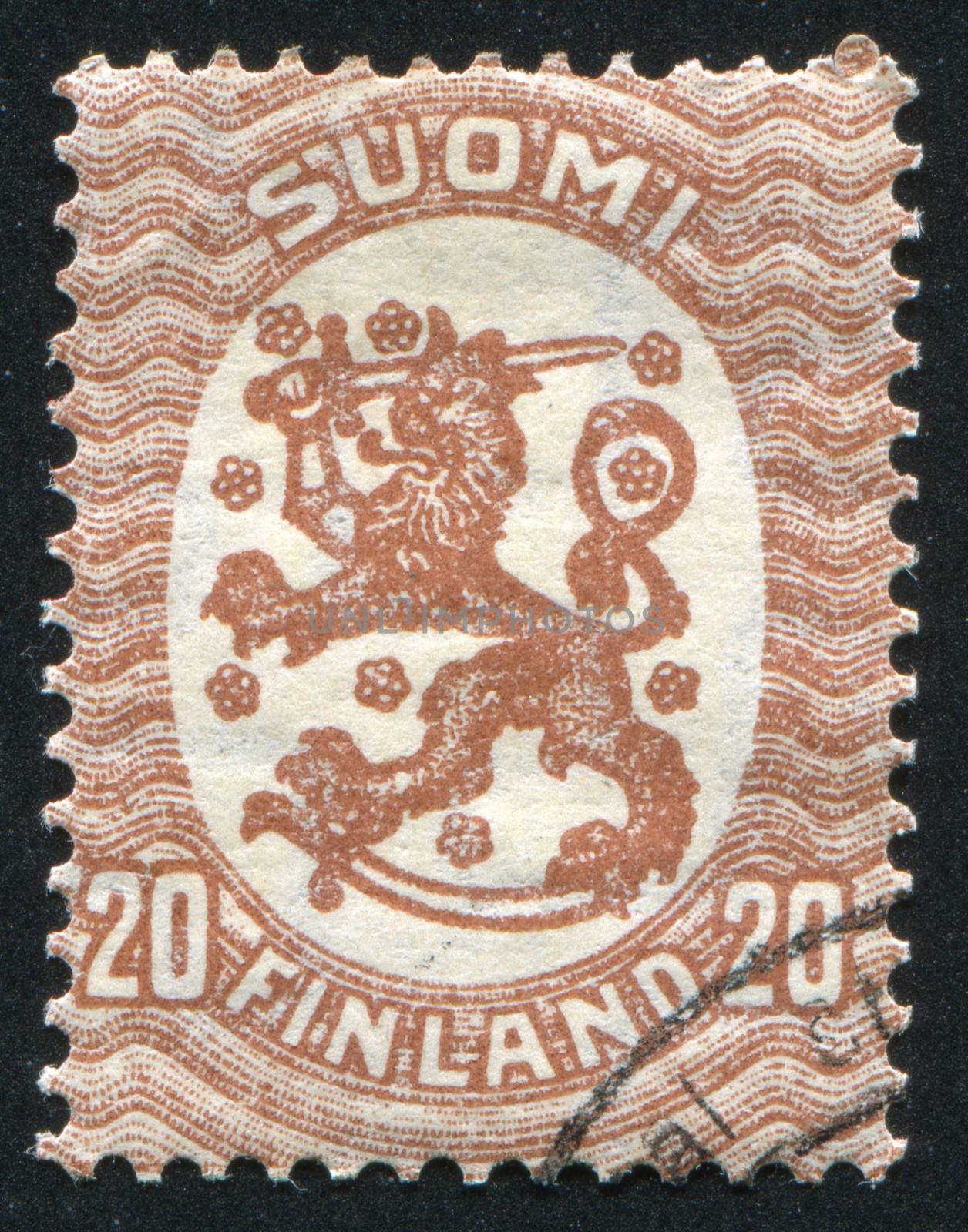 FINLAND - CIRCA 1929: stamp printed by Finland, shows Coat of arms of Finland, circa 1929