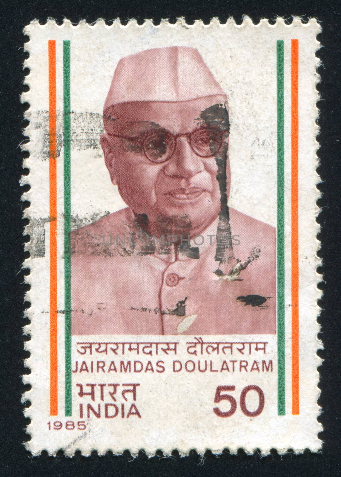 INDIA - CIRCA 1985: stamp printed by India, shows Jairamdas Doulatram, (1891-1979), journalist and politician, circa 1985