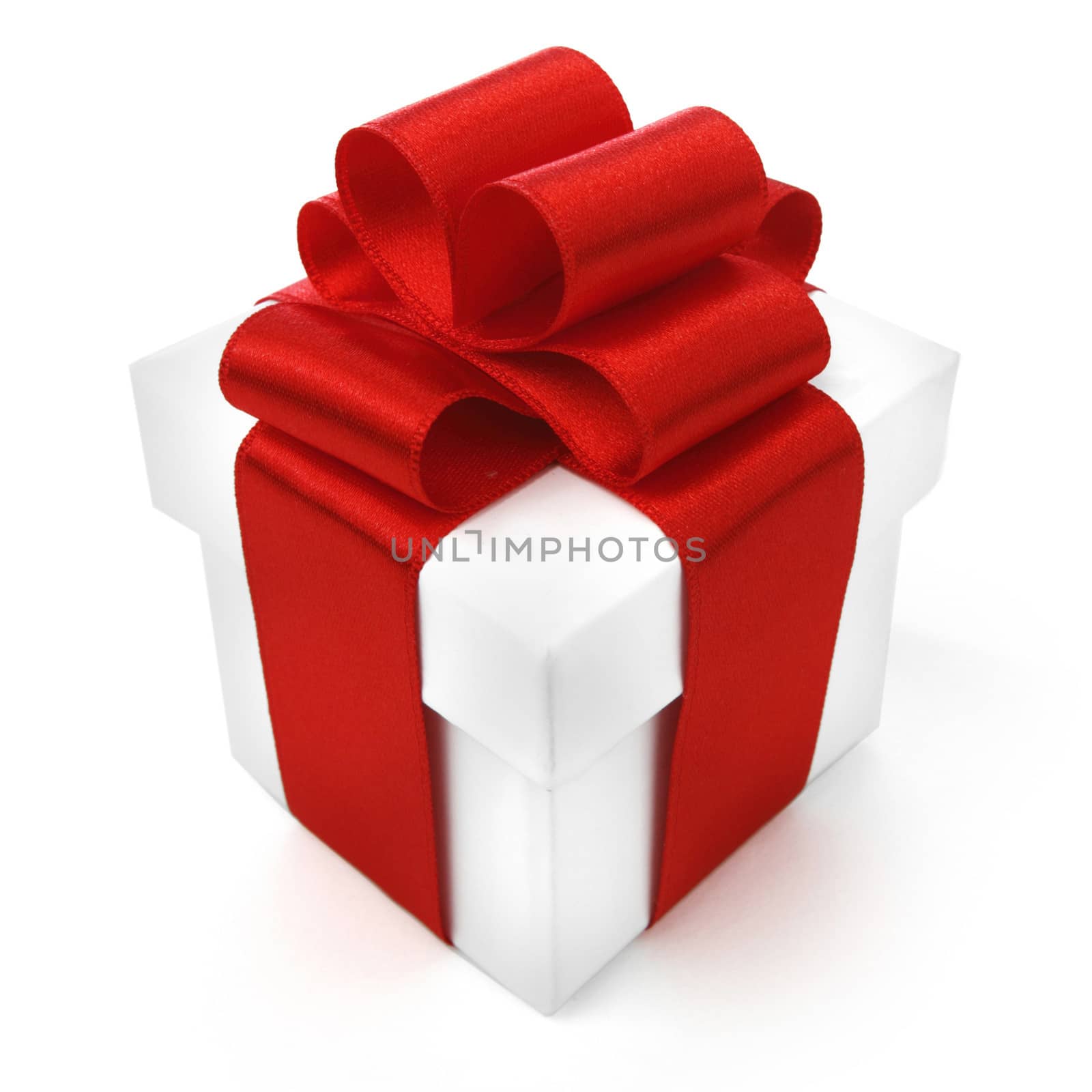 Gift with ribbon and bow isolated on white background