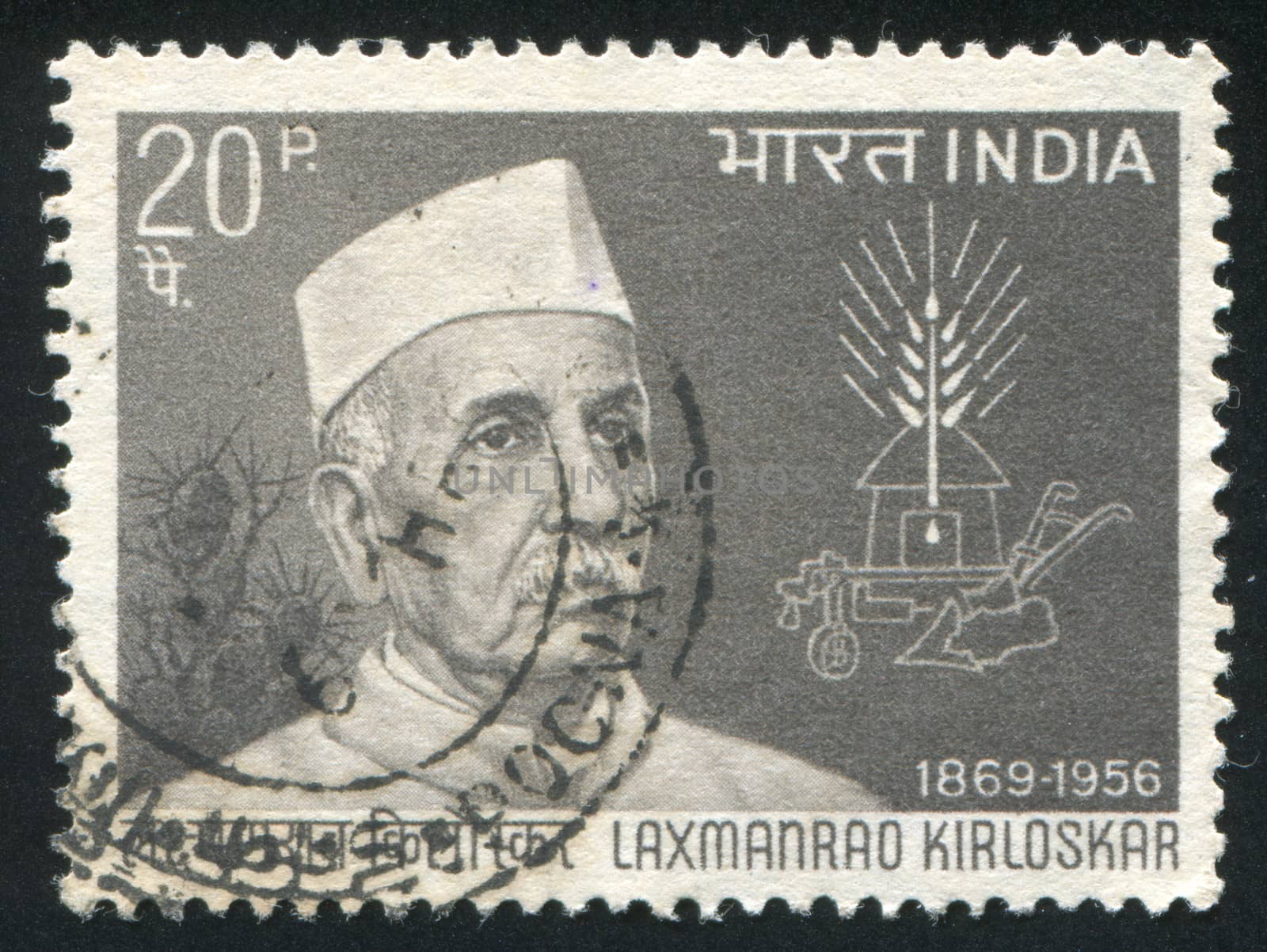 INDIA - CIRCA 1969: stamp printed by India, shows Kirloskar (1869-1956), industrialist and social reformer, circa 1969