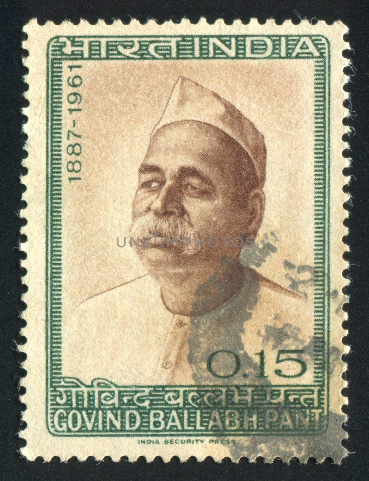 INDIA - CIRCA 1965: stamp printed by India, shows Govind Ballabh Pant (1887-1961), Home Minister of India, circa 1965