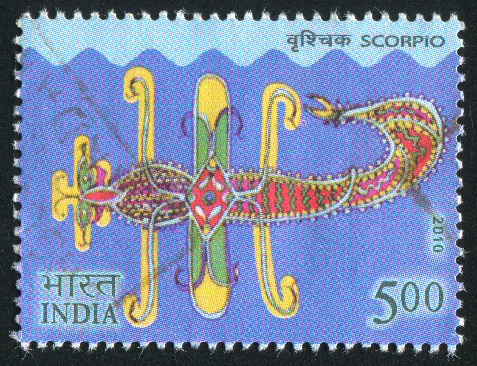 INDIA - CIRCA 2010: stamp printed by India, shows scorpio, circa 2010