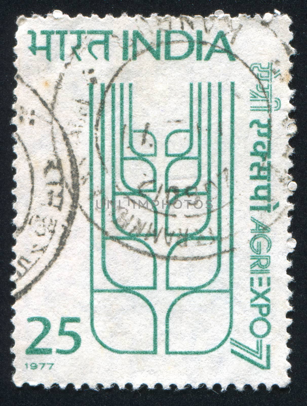 INDIA - CIRCA 1977: stamp printed by India, shows Stylized Grain, circa 1977