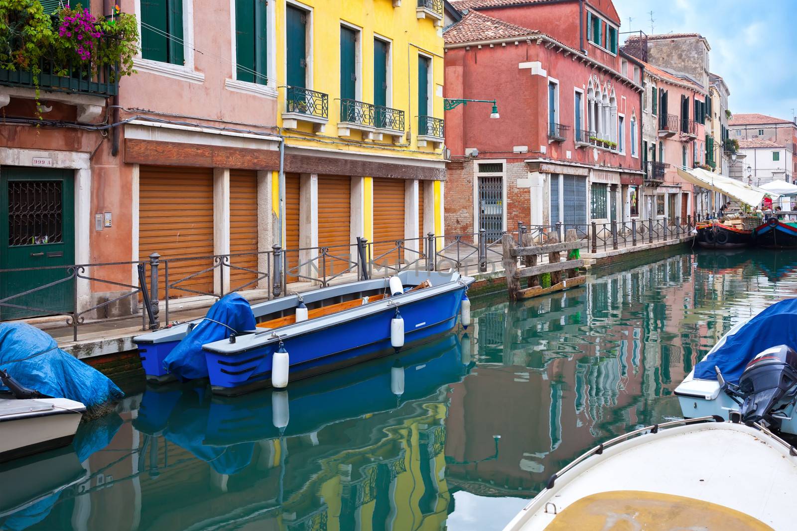 View of beautiful colorful Venetian canal, Venice, Italy