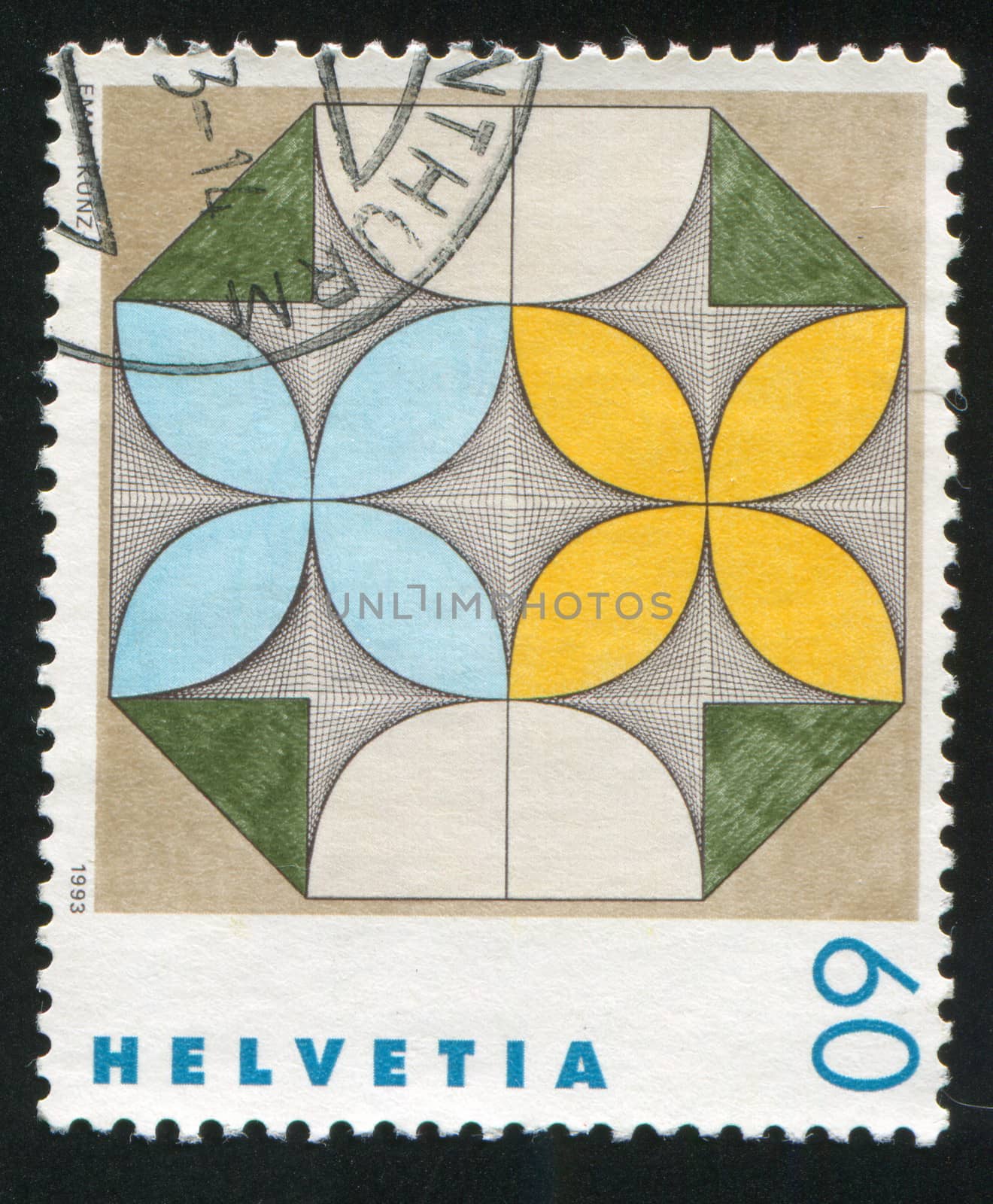 SWITZERLAND - CIRCA 1993: stamp printed by Switzerland, shows Work of Art by Emma Kunz, circa 1993