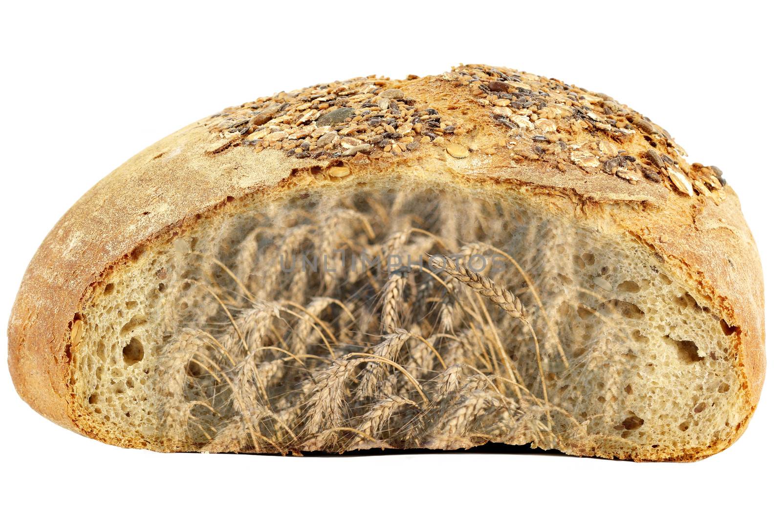 bread and wheat on white by goce