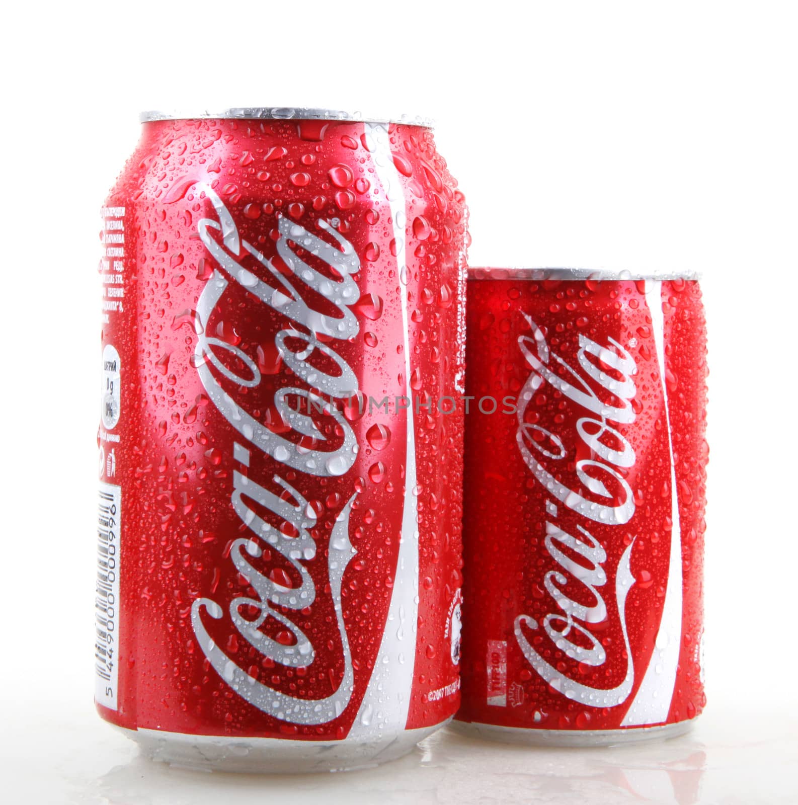 AYTOS, BULGARIA - JANUARY 28, 2014: Coca-Cola isolated on white background. Coca-Cola is a carbonated soft drink sold in stores, restaurants, and vending machines throughout the world.