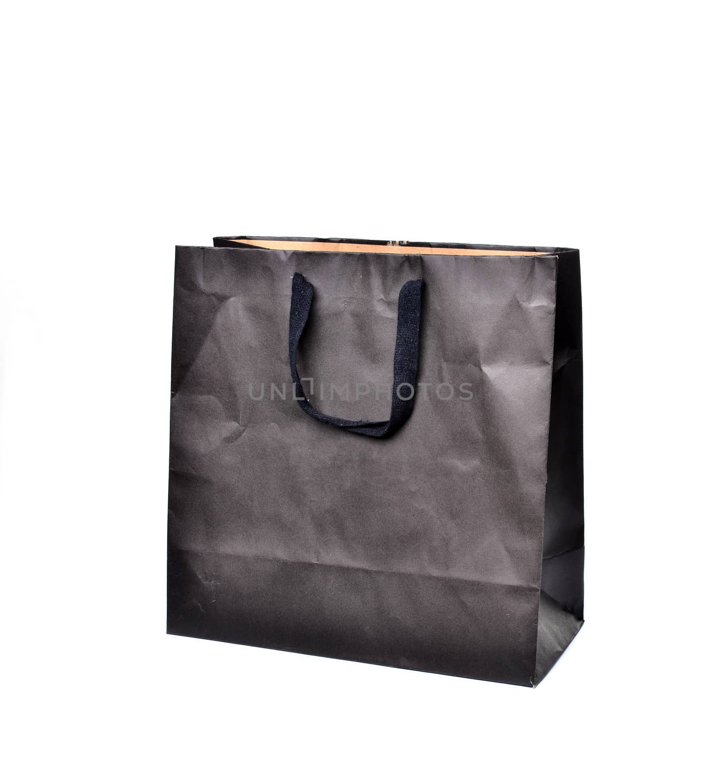 black paper bag isolated on white background