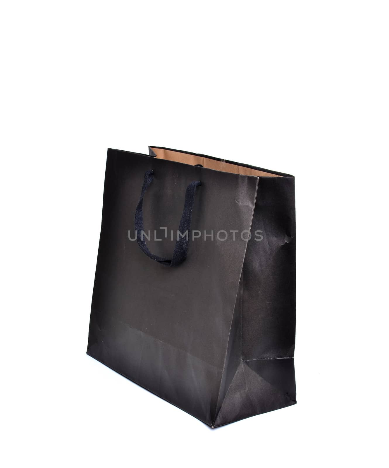 black paper bag isolated on white background