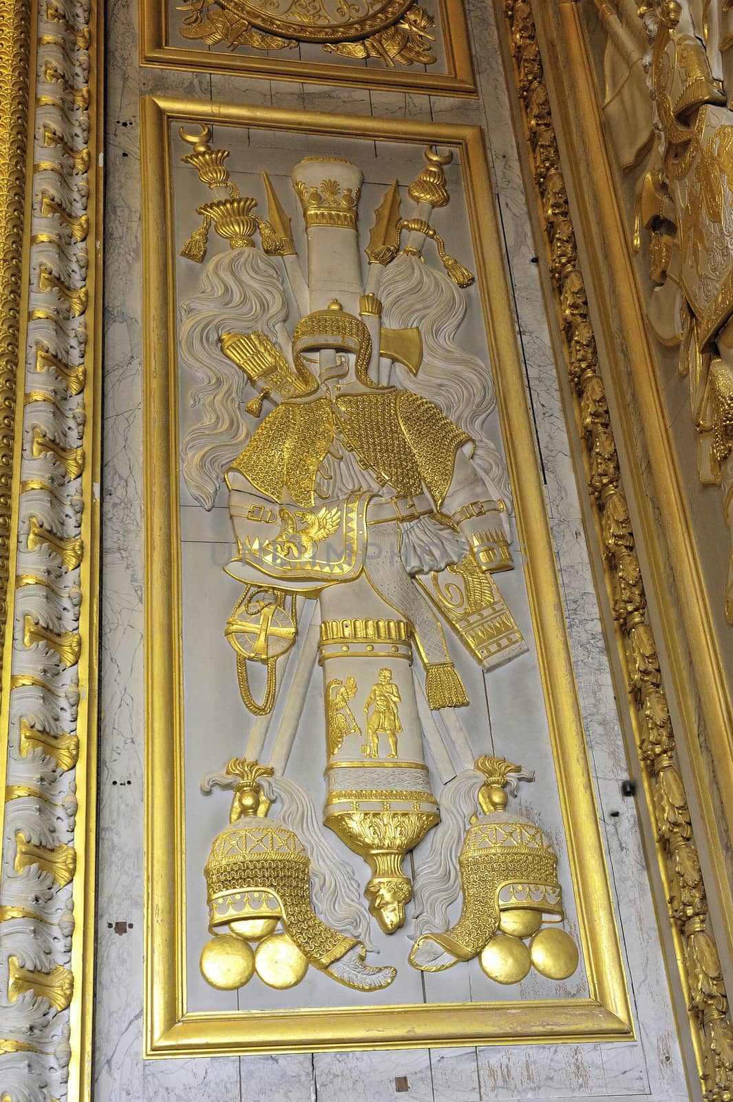 Gilded with fine gold paneling castle of Versailles