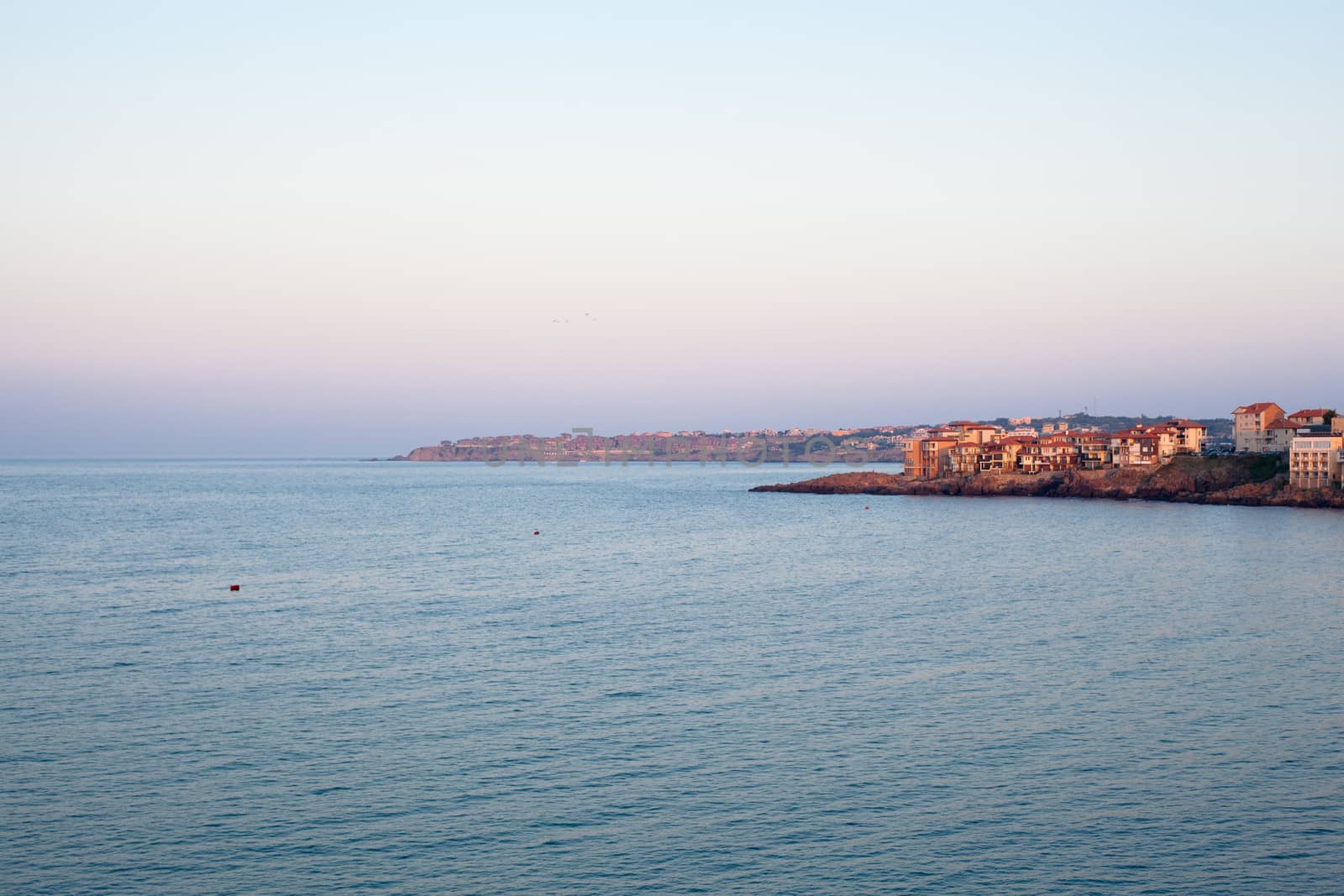 Houses on the cliff above the sea in Sozopol in Bulgaria
