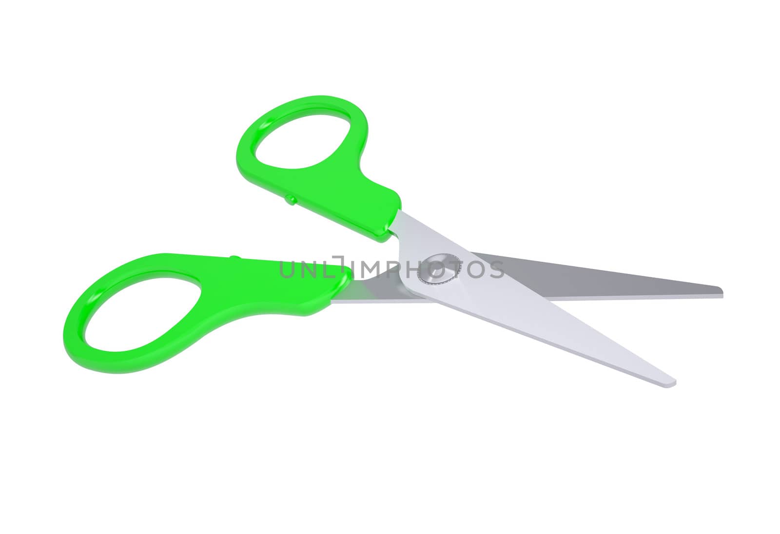 Scissors with green handles. Isolated render on a white background