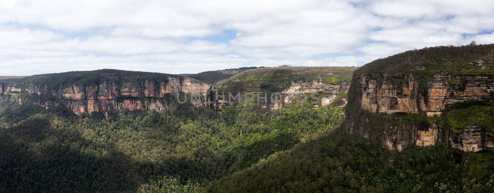 Grose Valley from overlook at Pulpit Rock overlooking the majestic Blue Mountains NSW Australia
