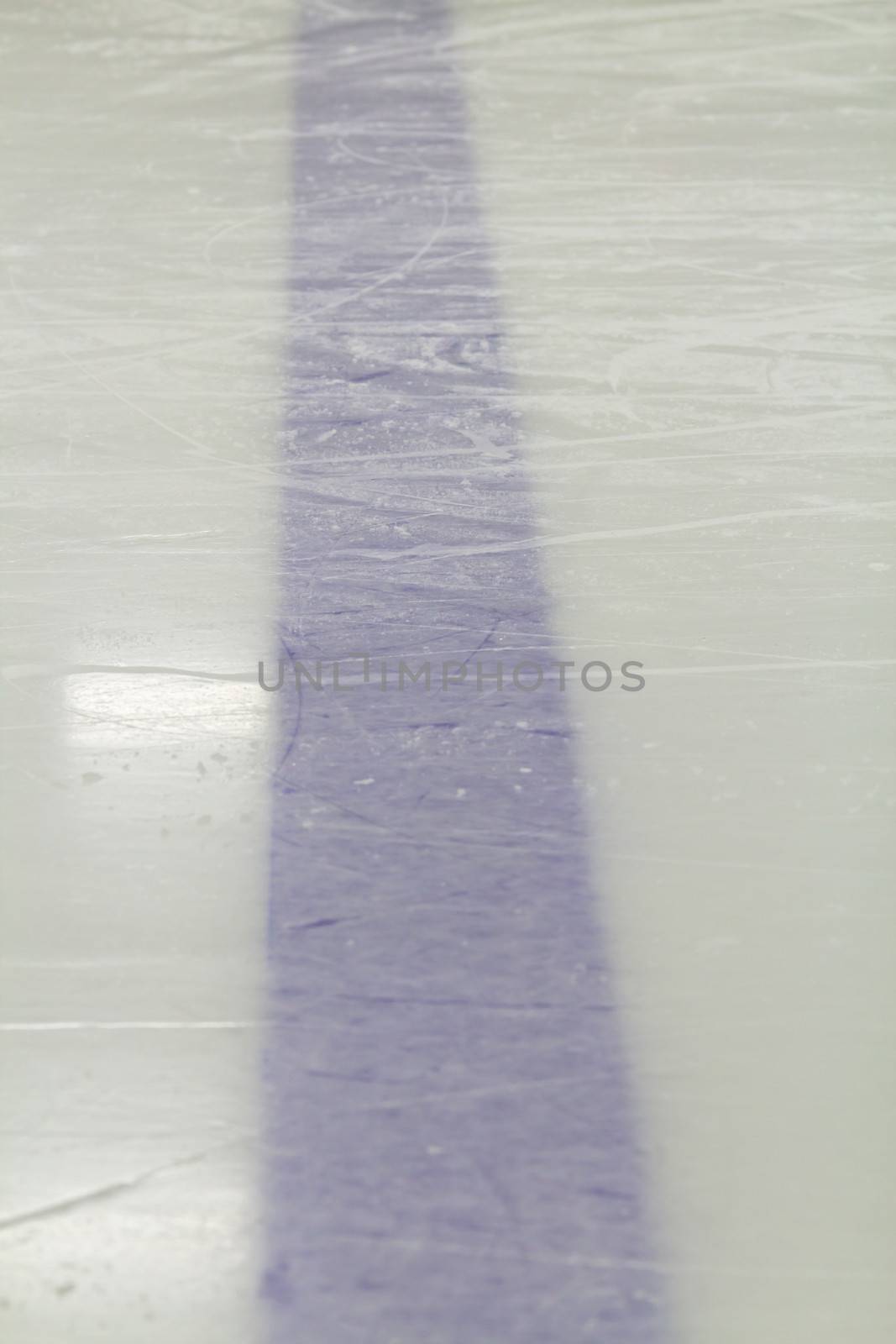 Blue line marking for hockey on ice