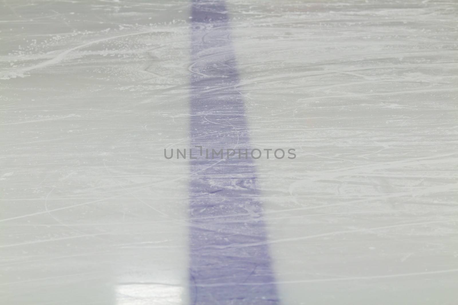 Blue line marking for hockey on ice