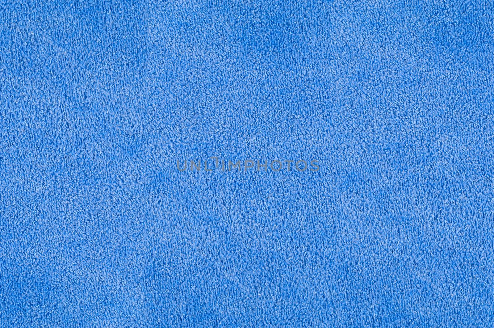 Closeup of blue plush terry texture for background