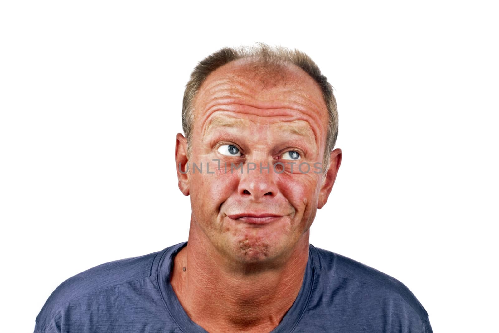 Astonished looking man on a white background by devy