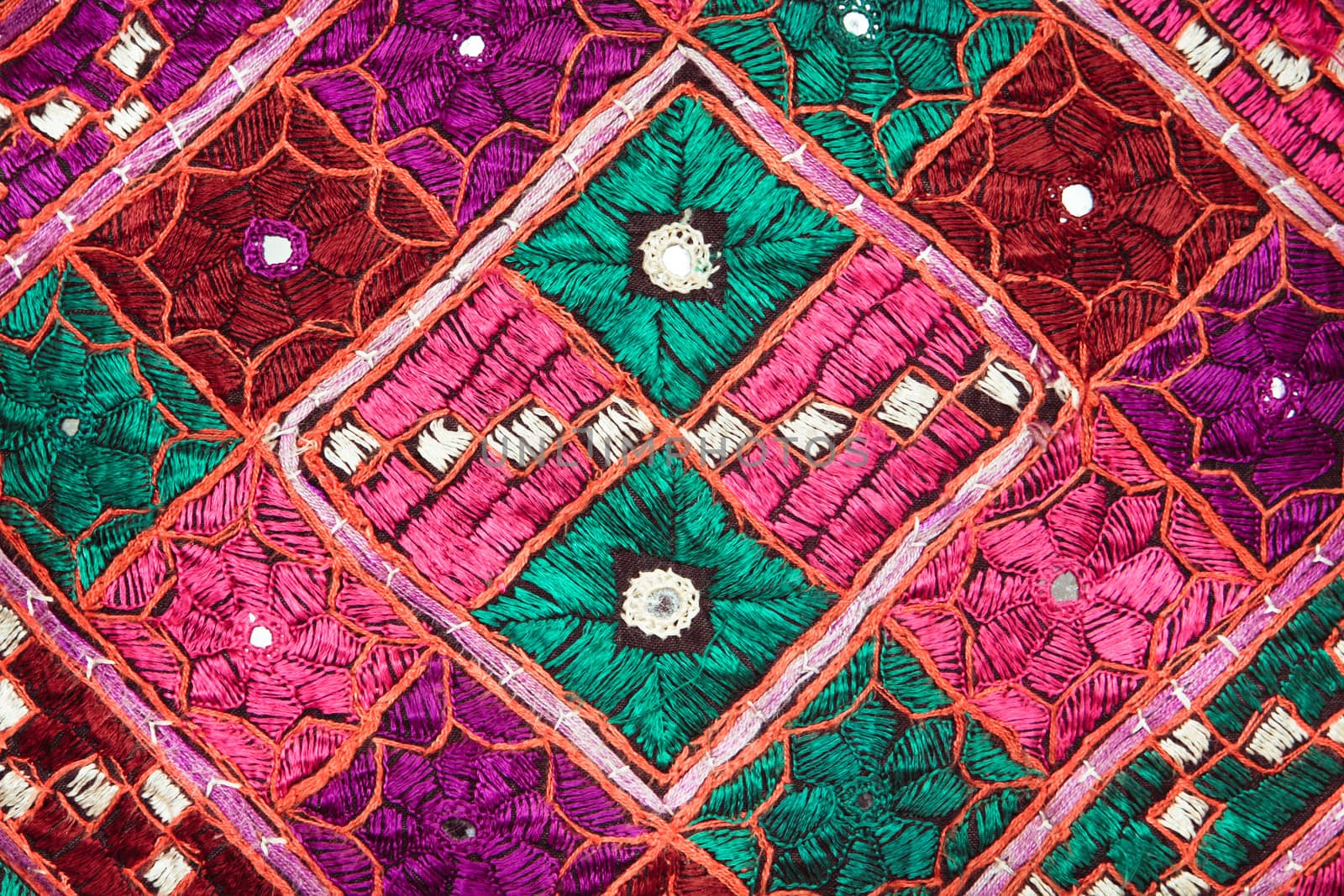 Close up of a colorful Indian cloth as a background