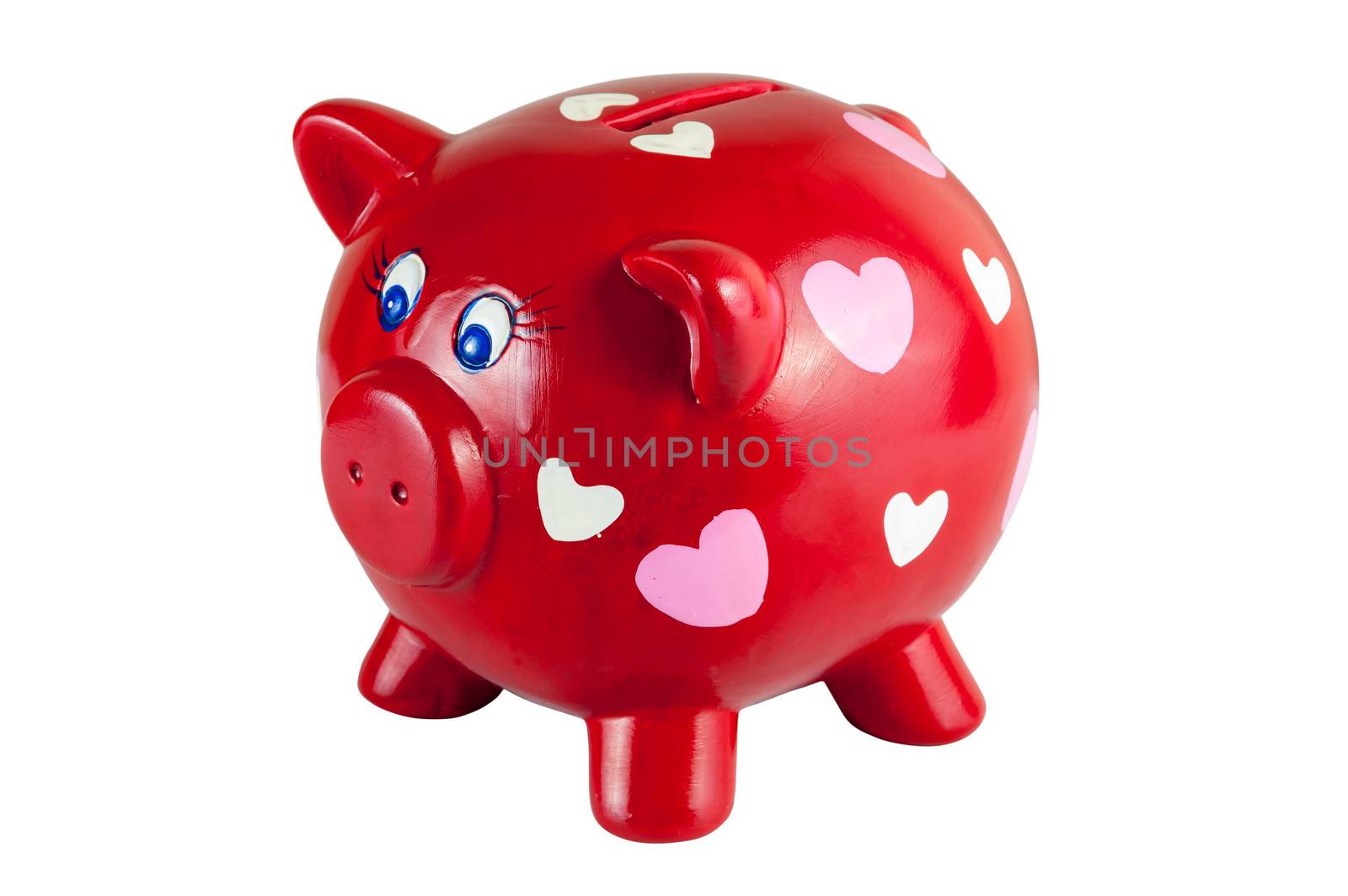 Red piggy bank with hearts by mkos83