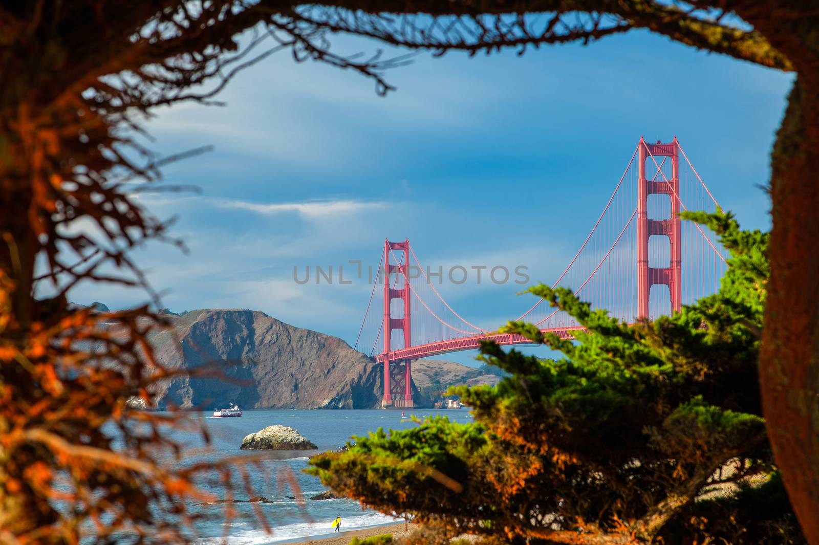 Golden Gate Bridge over a bay, San Francisco Bay, San Francisco, California, USA