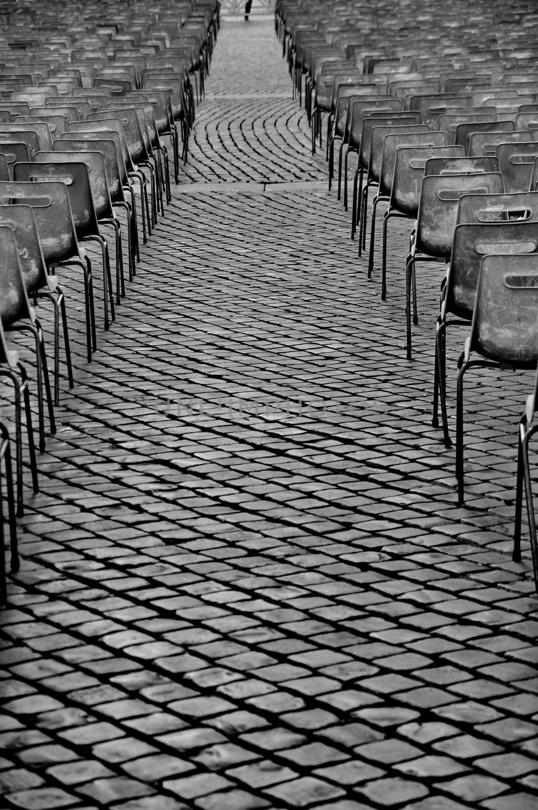 Empty grey chairs by anderm