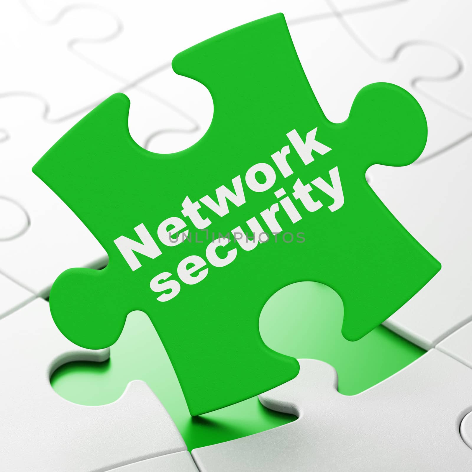 Safety concept: Network Security on puzzle background by maxkabakov