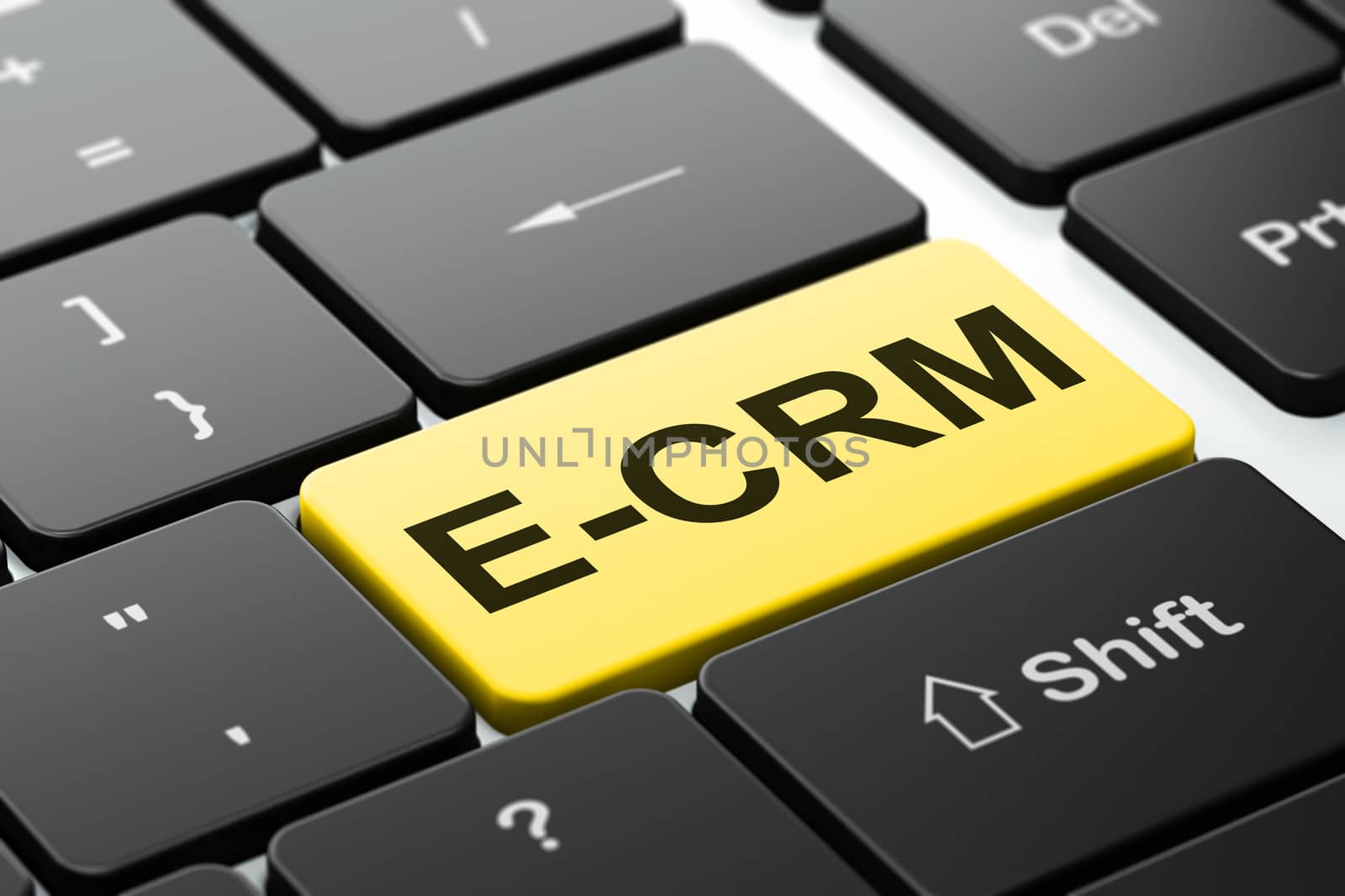 Finance concept: E-CRM on computer keyboard background by maxkabakov