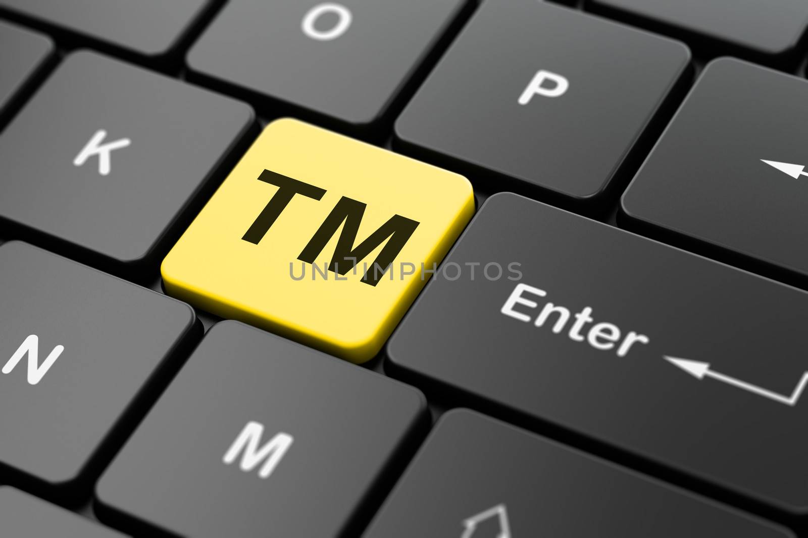Law concept: computer keyboard with Trademark icon on enter button background, 3d render