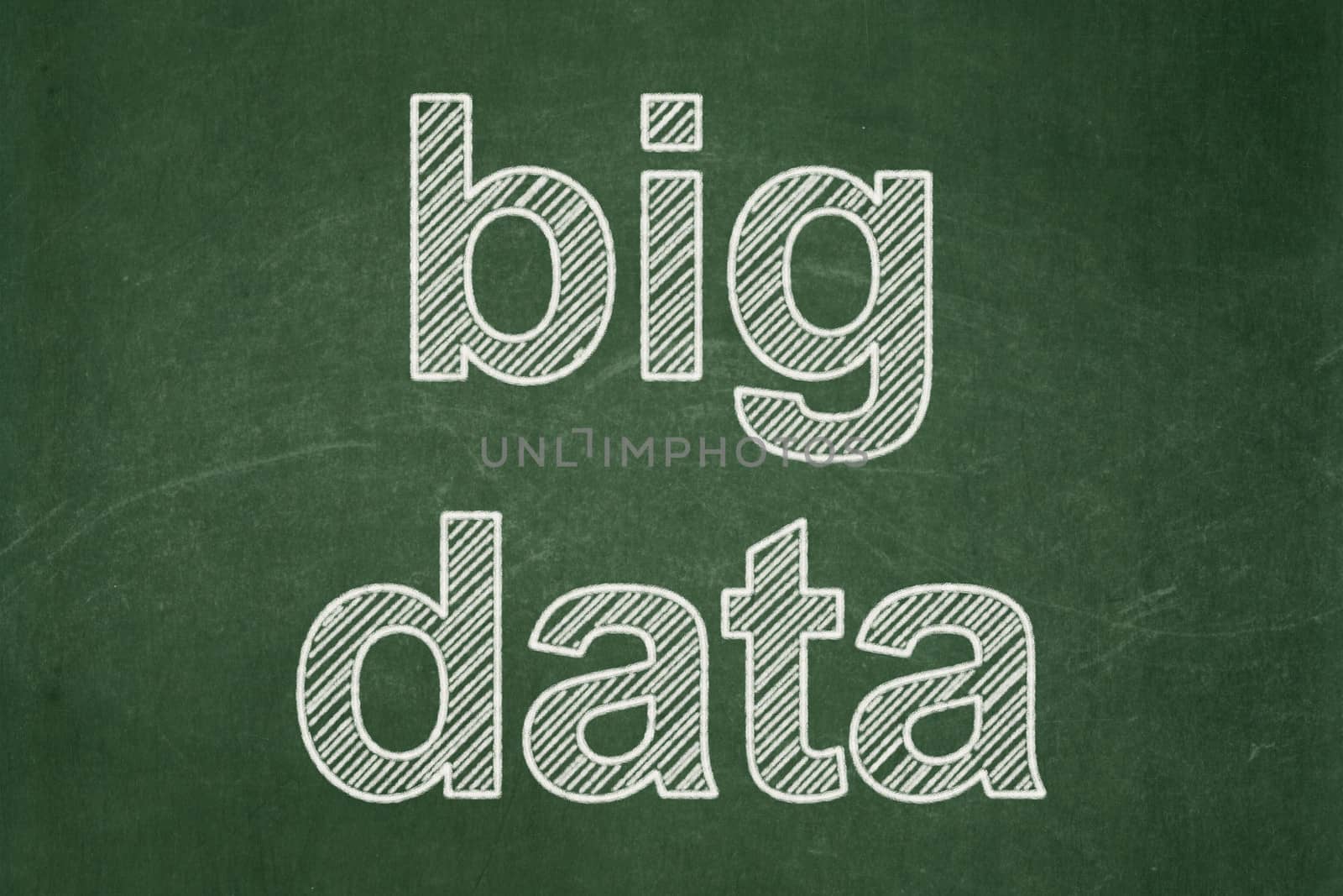 Data concept: text Big Data on Green chalkboard background, 3d render