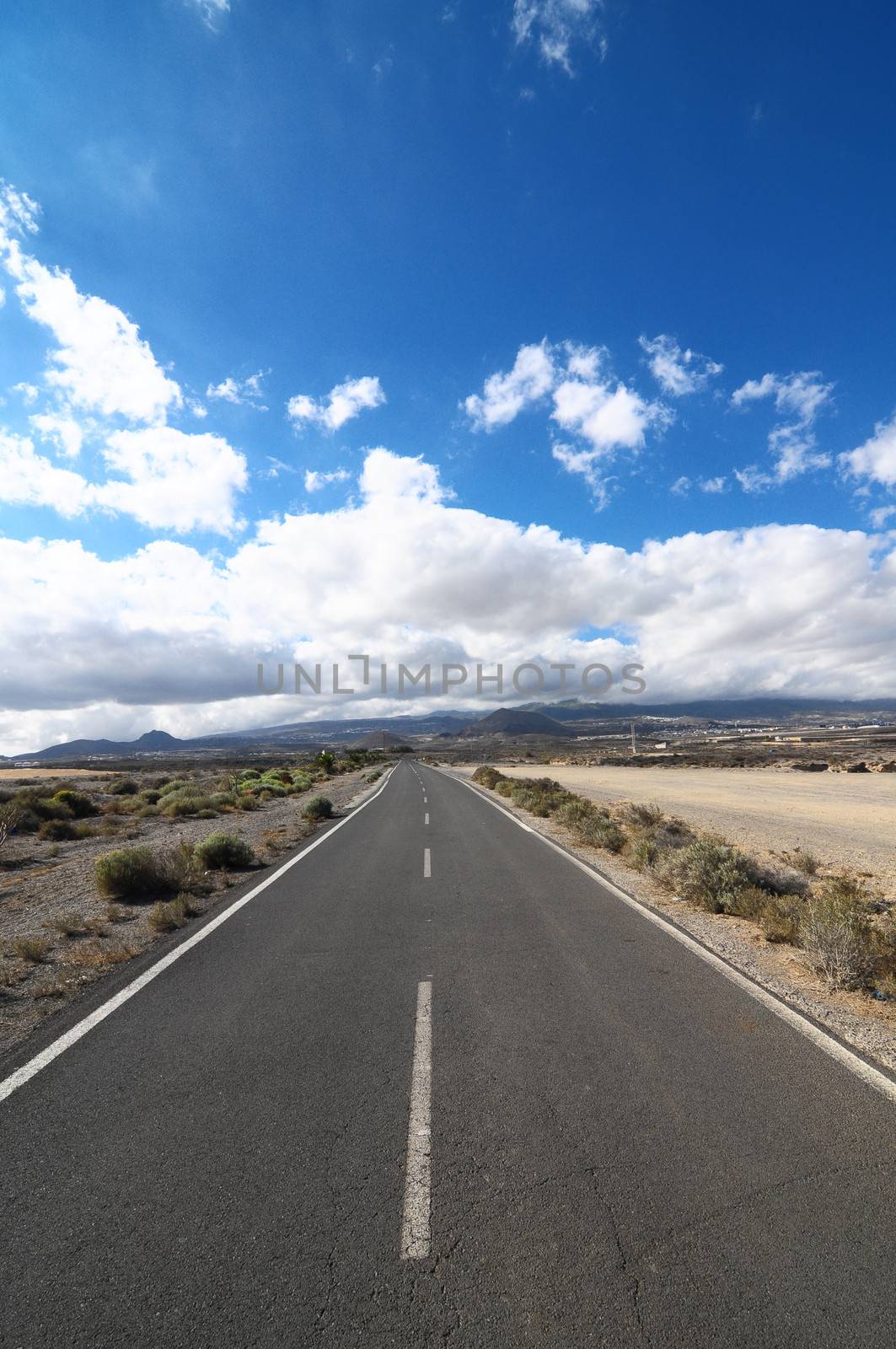 Lonely Road in the Desert Tenerife Canary Islands