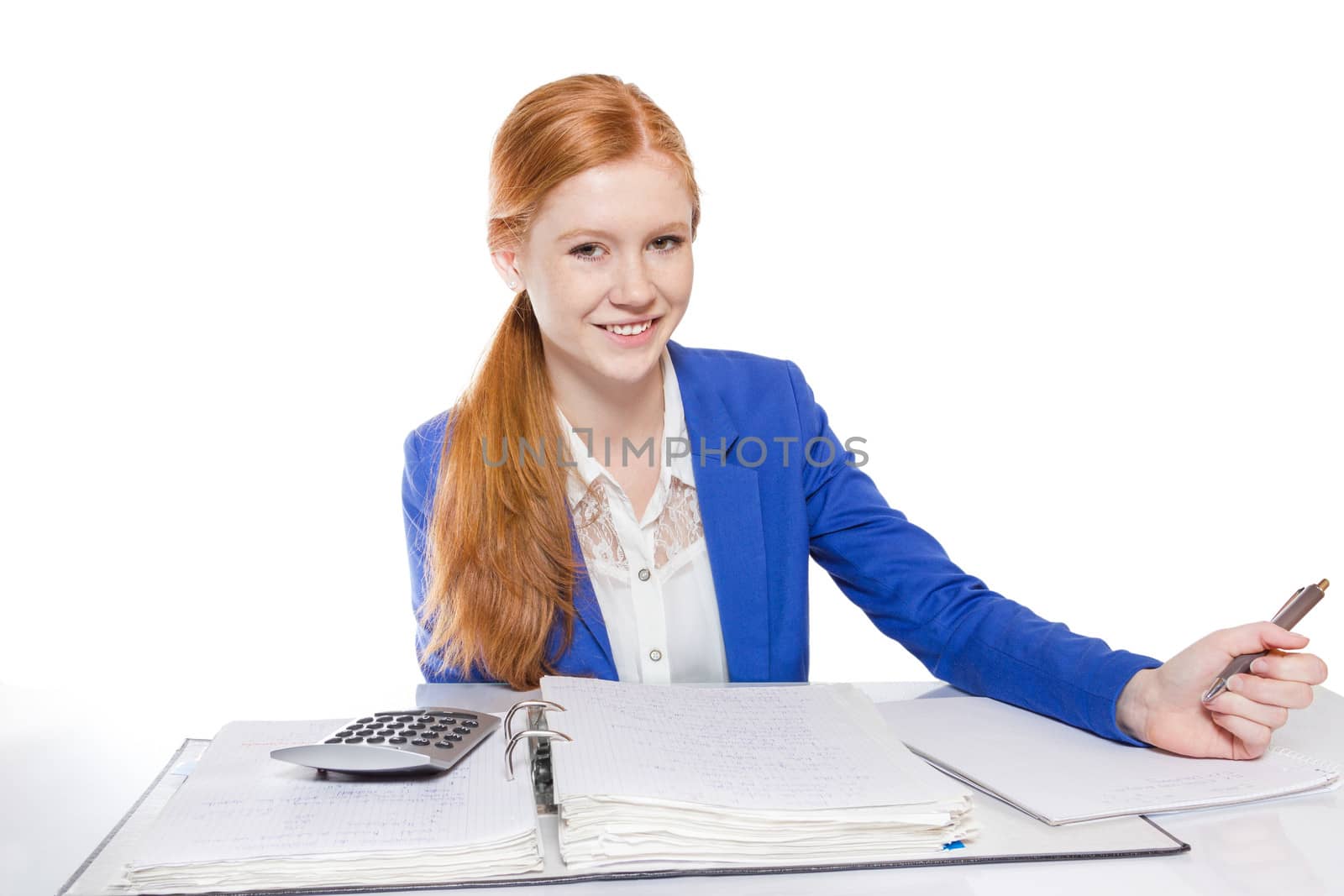 Young businesswoman is  calculating and writing on a paper by Cursedsenses