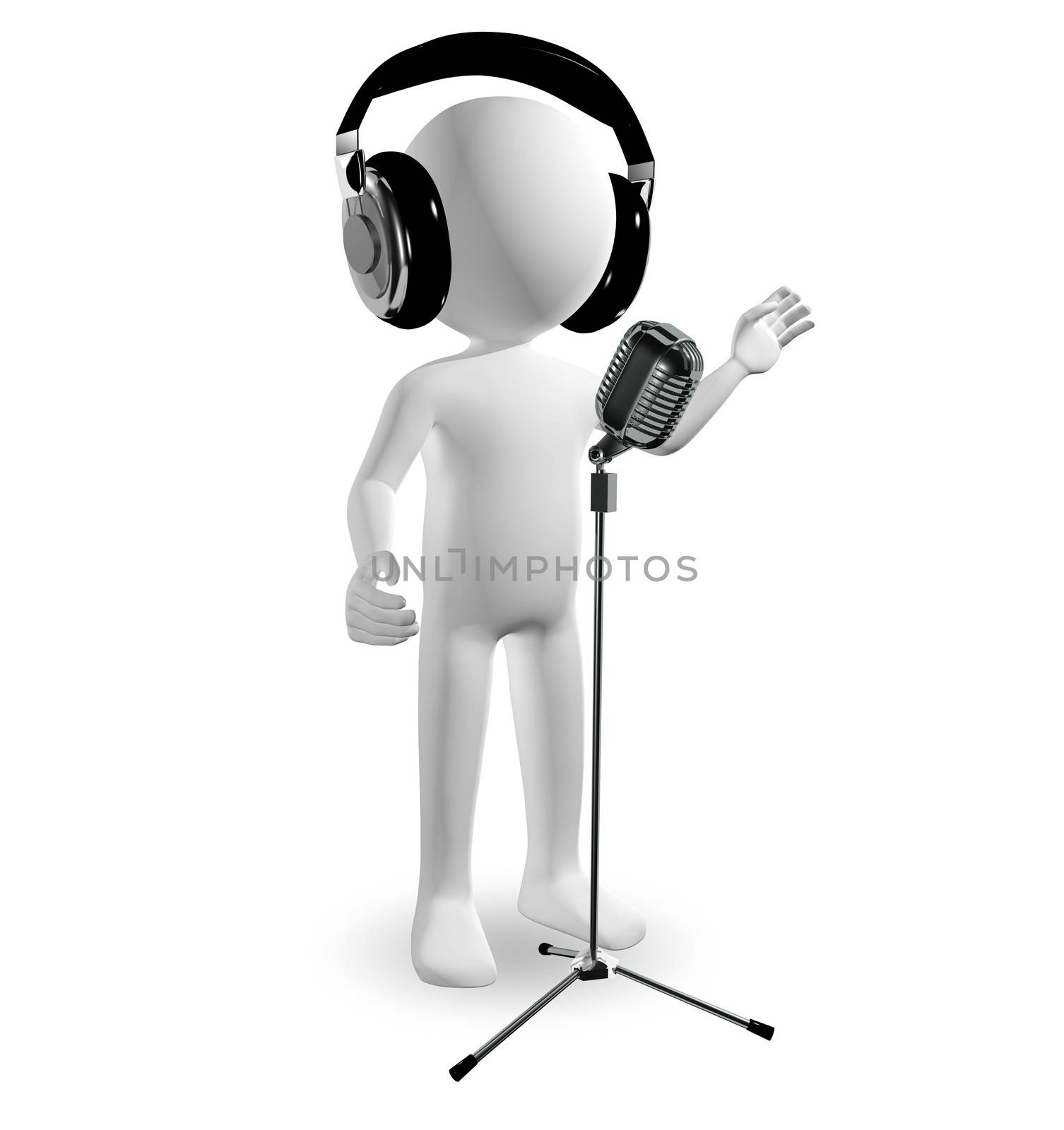 3d abstract illustration man in a headphones