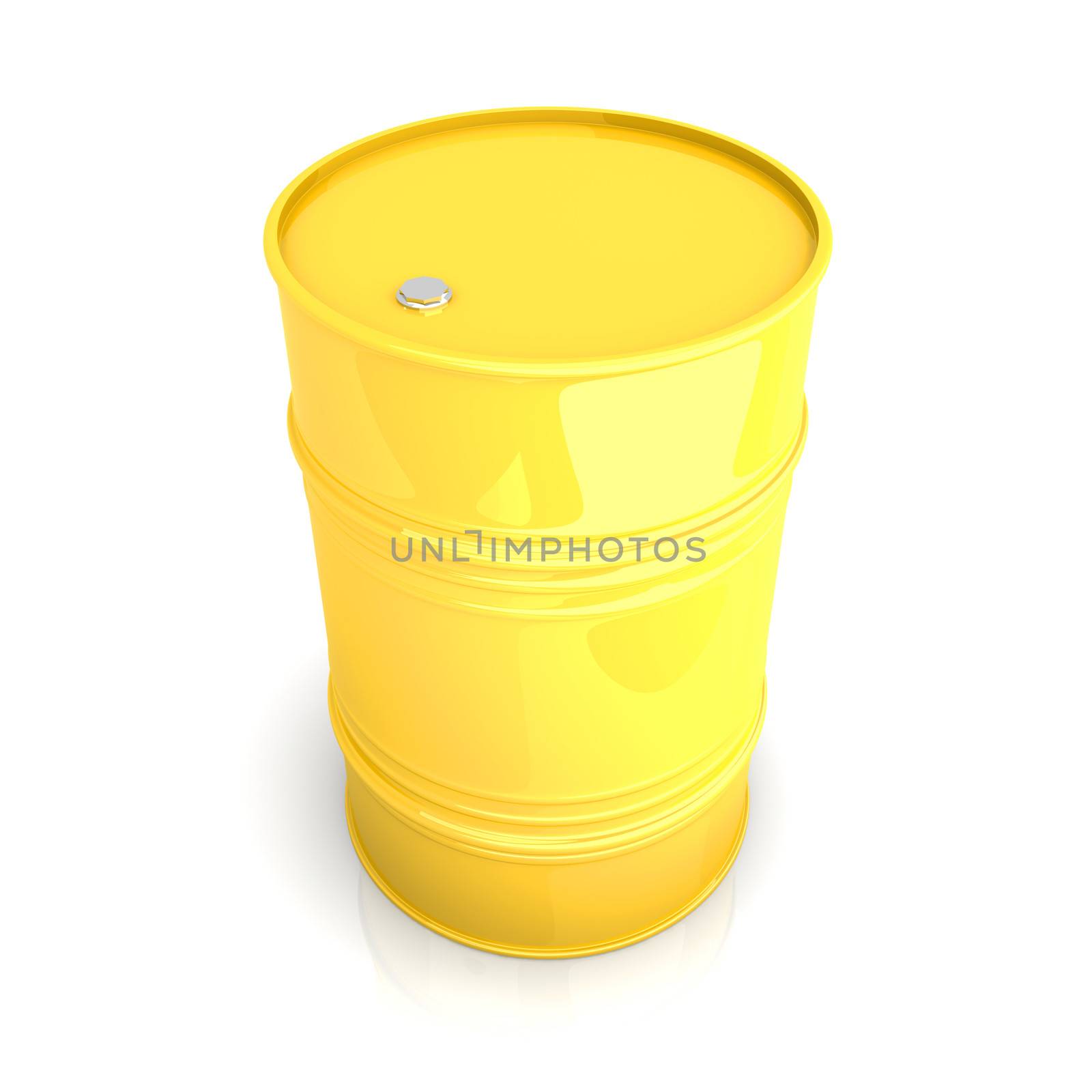 A industrial Barrel. 3D rendered Illustration. Isolated on white.