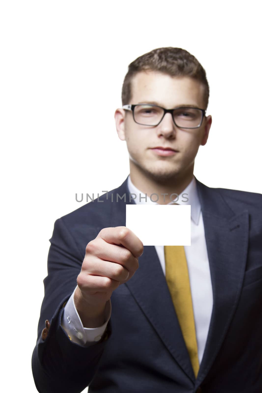 Young businessman presenting his Bussiness card by Cursedsenses