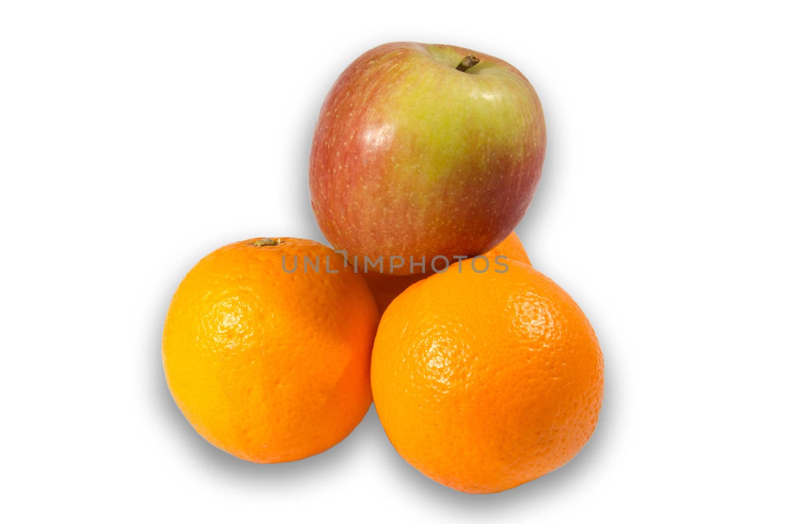 Orange and Apple creating a triangular pyramid by Cursedsenses