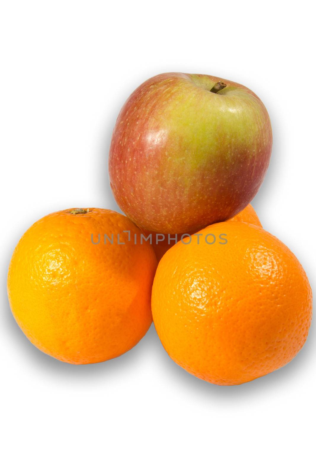 Orange and Apple creating a triangular pyramid by Cursedsenses