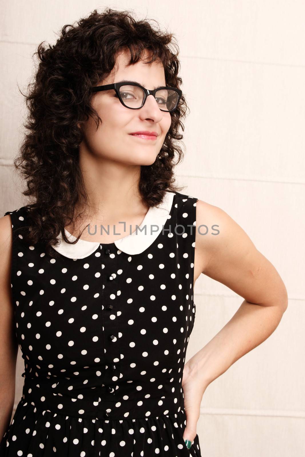 Portrait of a woman in a vintage dress.