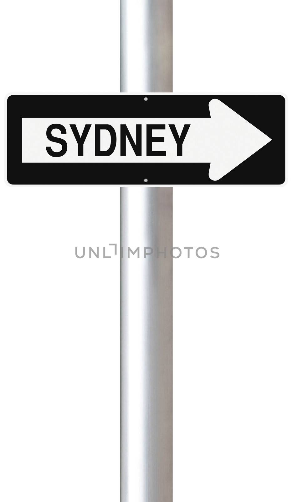 A modified one way sign indicating Sydney