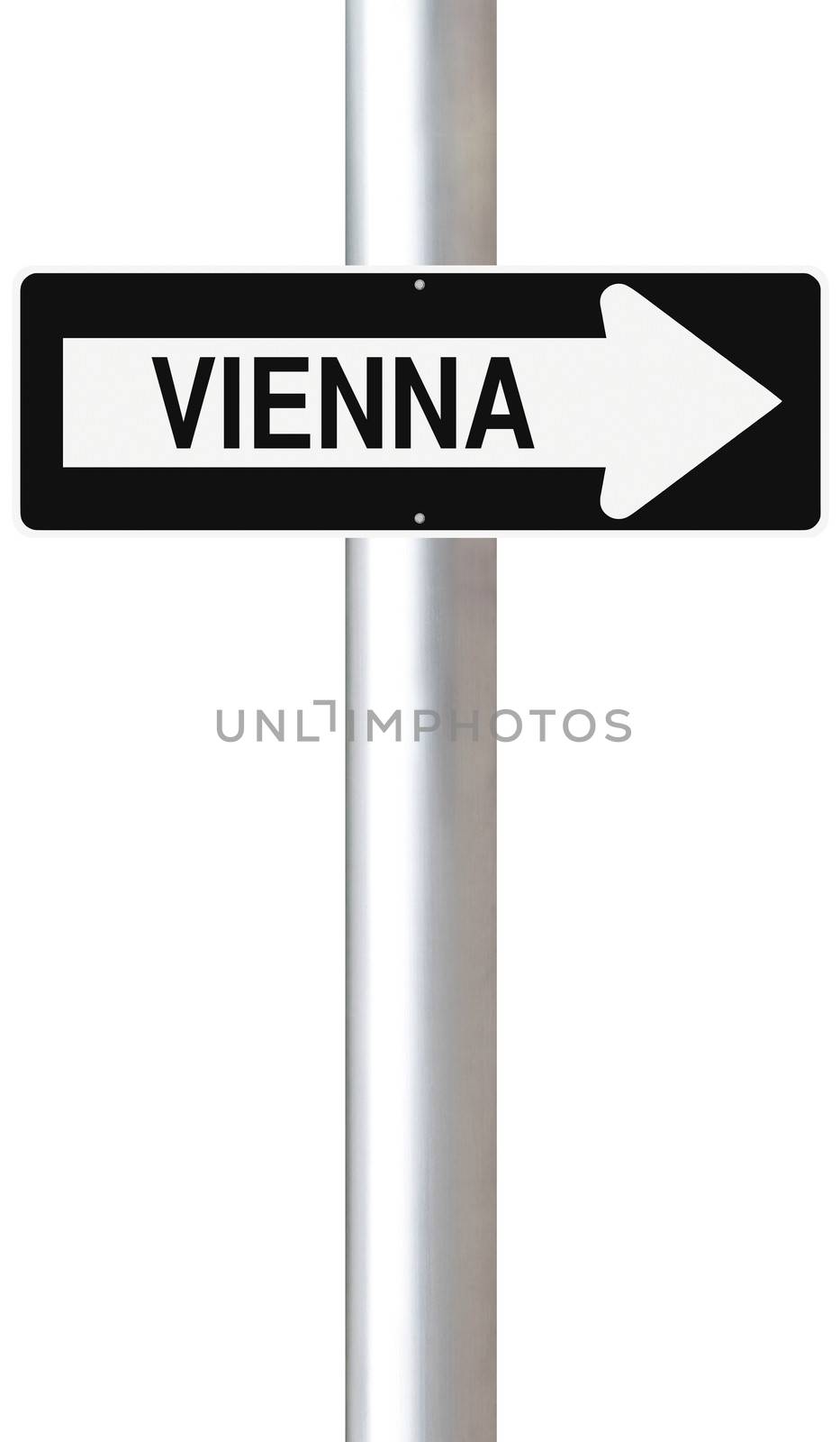 A modified one way sign indicating Vienna