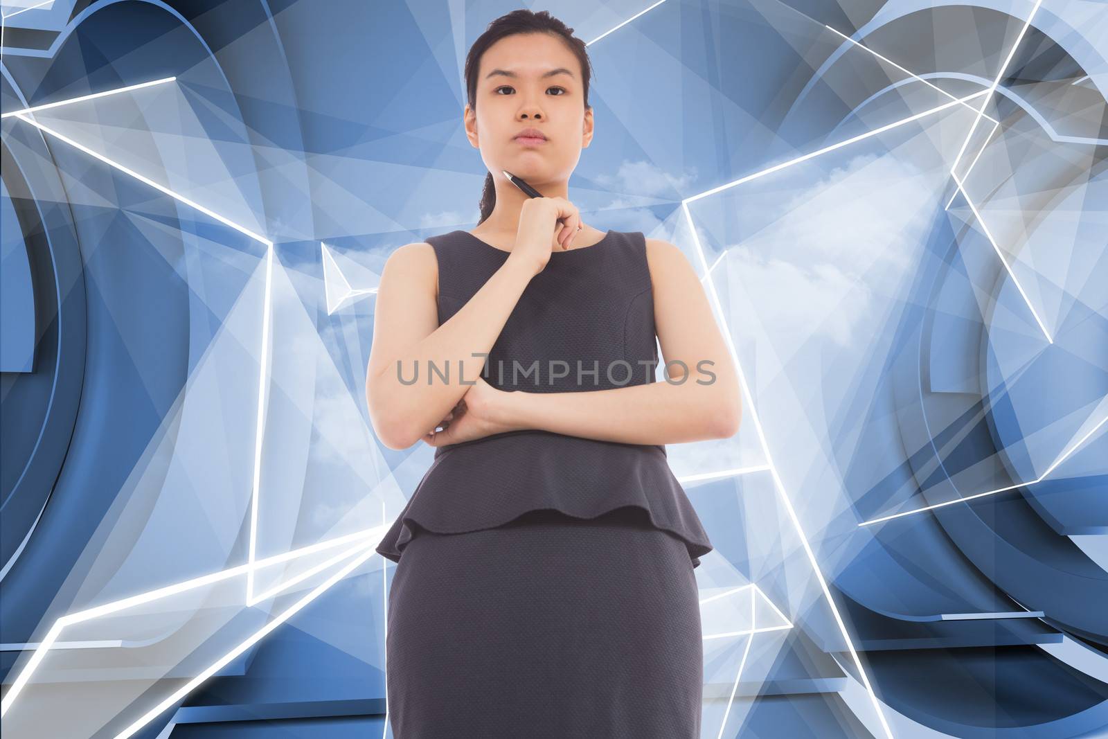 Composite image of thinking asian businesswoman by Wavebreakmedia