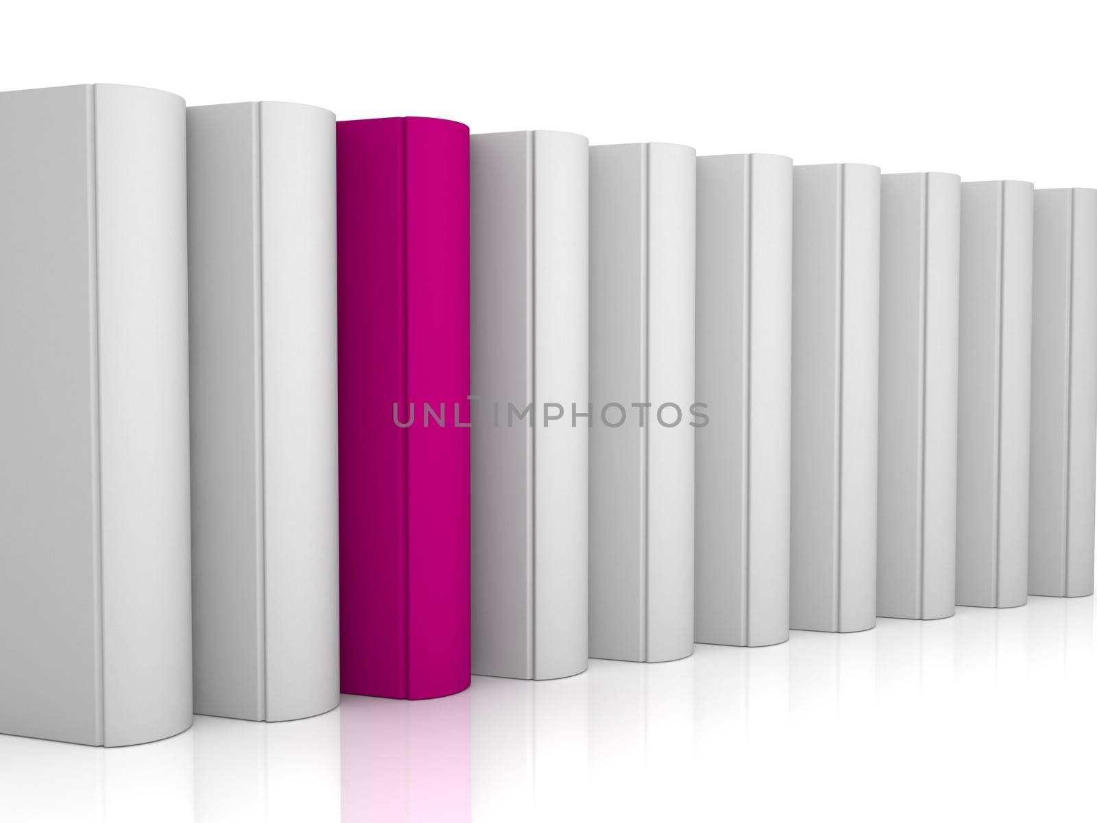conceptual showing unique by 3d red color book