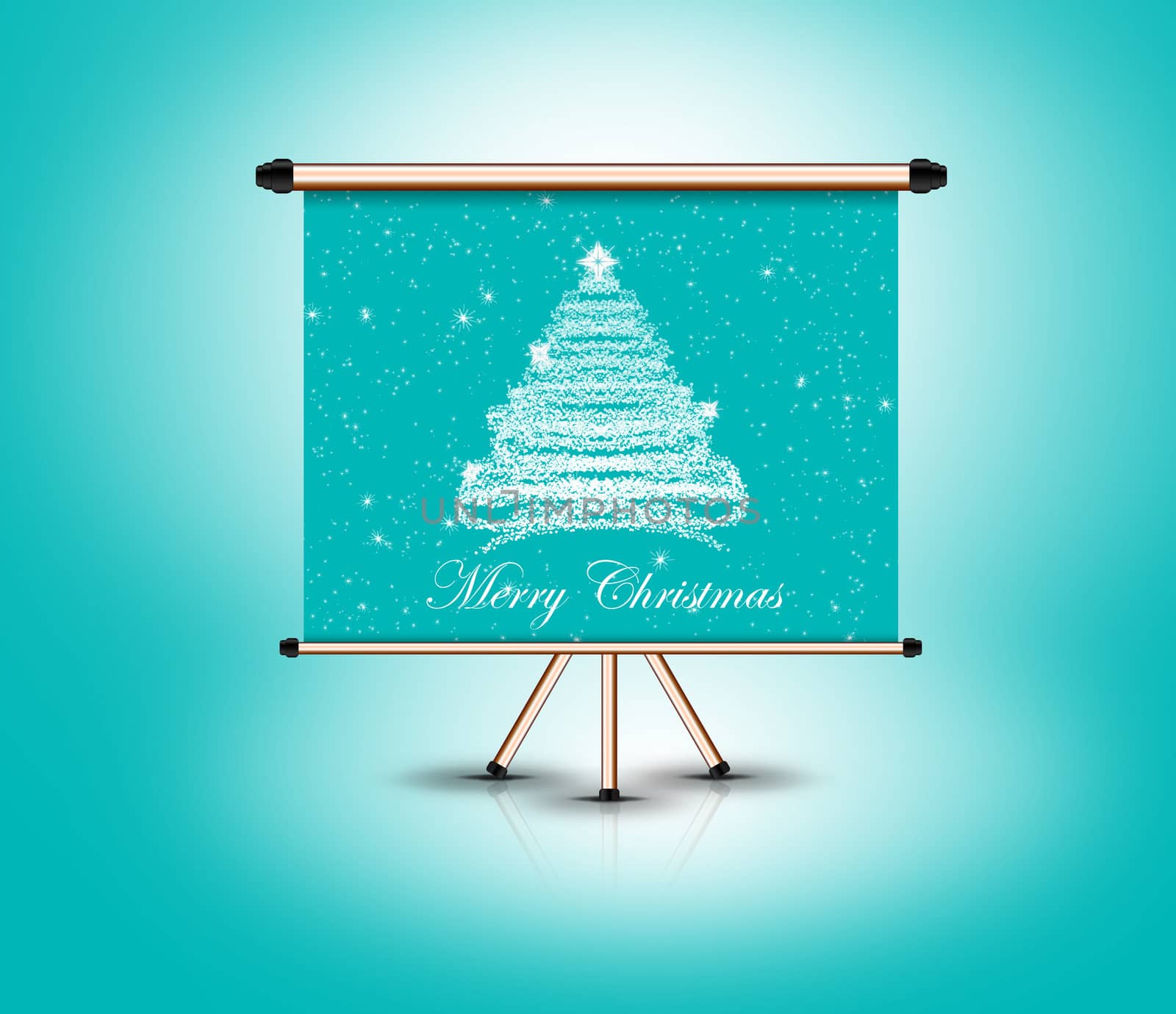 christmas tree billboard frame standing, 3d render
