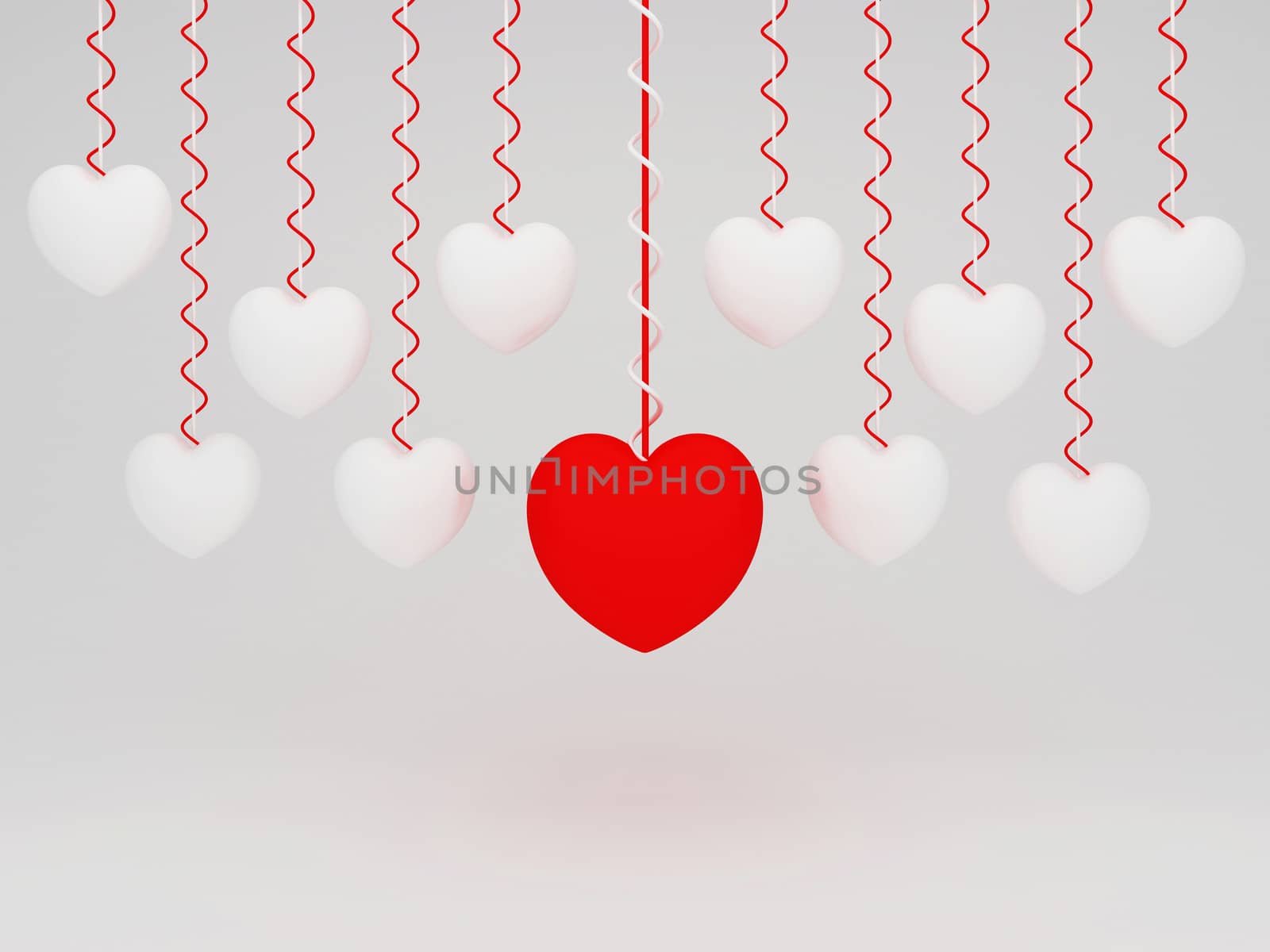 3d Hanging Hearts with white Background by motionkarma