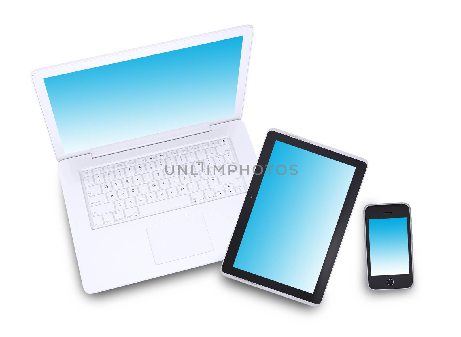 Laptop, tablet pc and smartphone by cherezoff