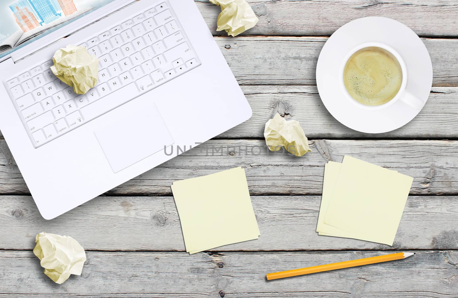 Laptop and coffee cup by cherezoff