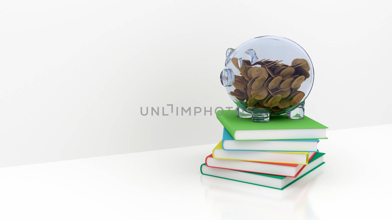 piggy bank on books for education